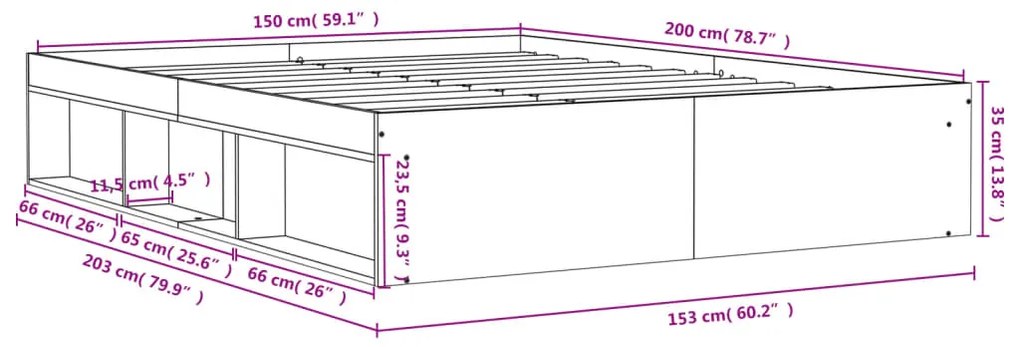 Estrutura de cama king 150x200 cm preto