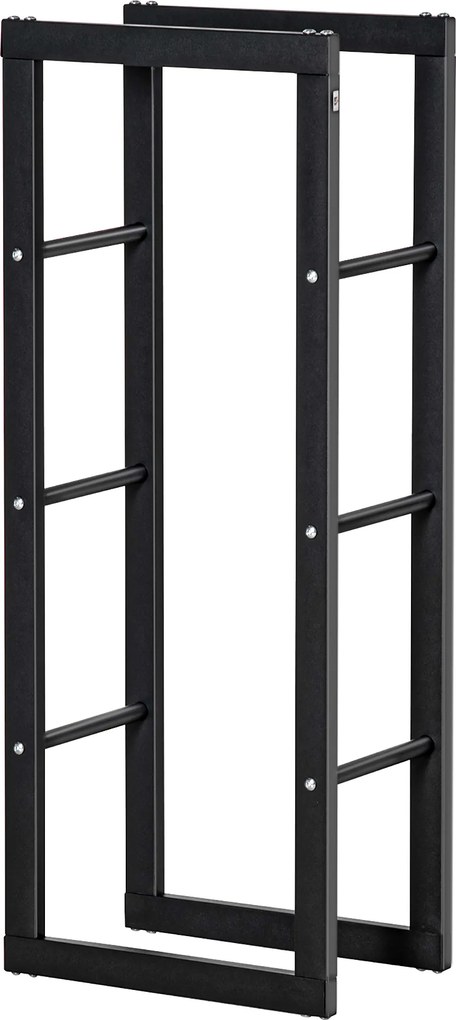 Prateleira para lenha de lareira 40 L x 25 l x 100 A cm, para uso interior e exterior, carga máxima de 100 kg, metal preto