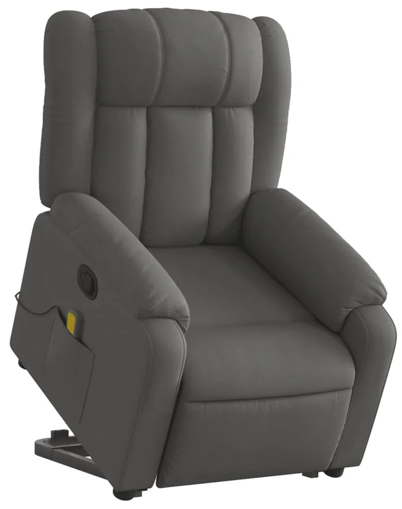 Poltrona elevatória de massagens tecido cinzento-escuro