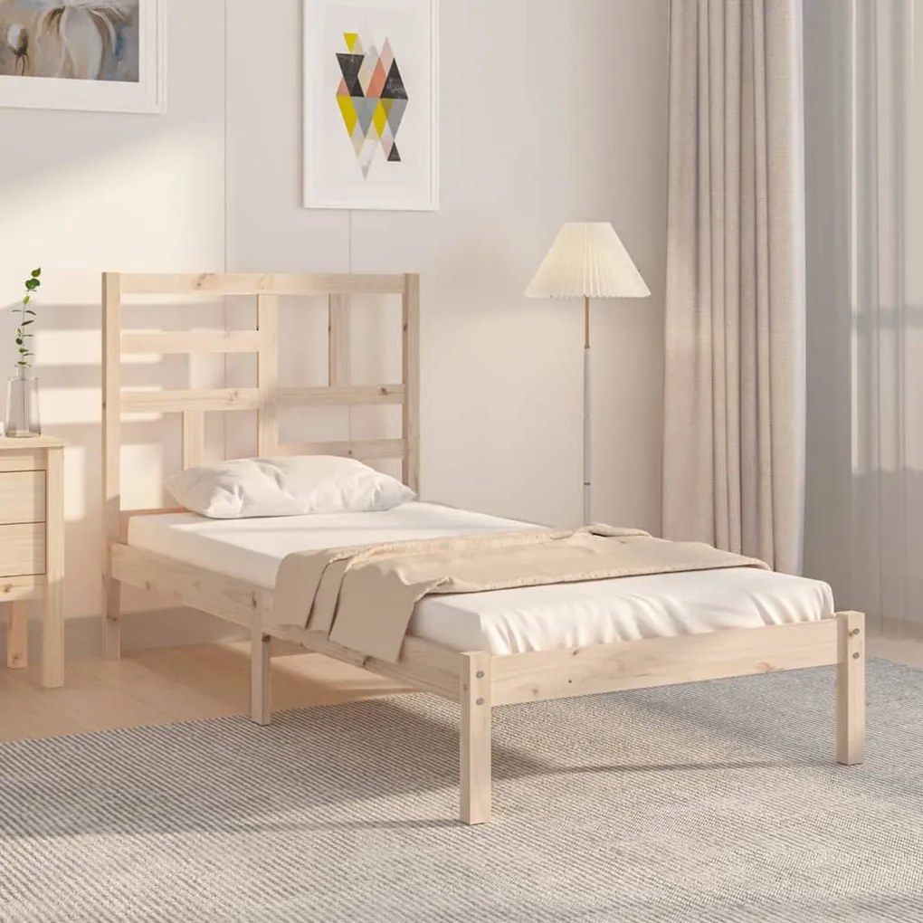 vidaXL Estrutura de cama solteiro 90x190 cm madeira maciça