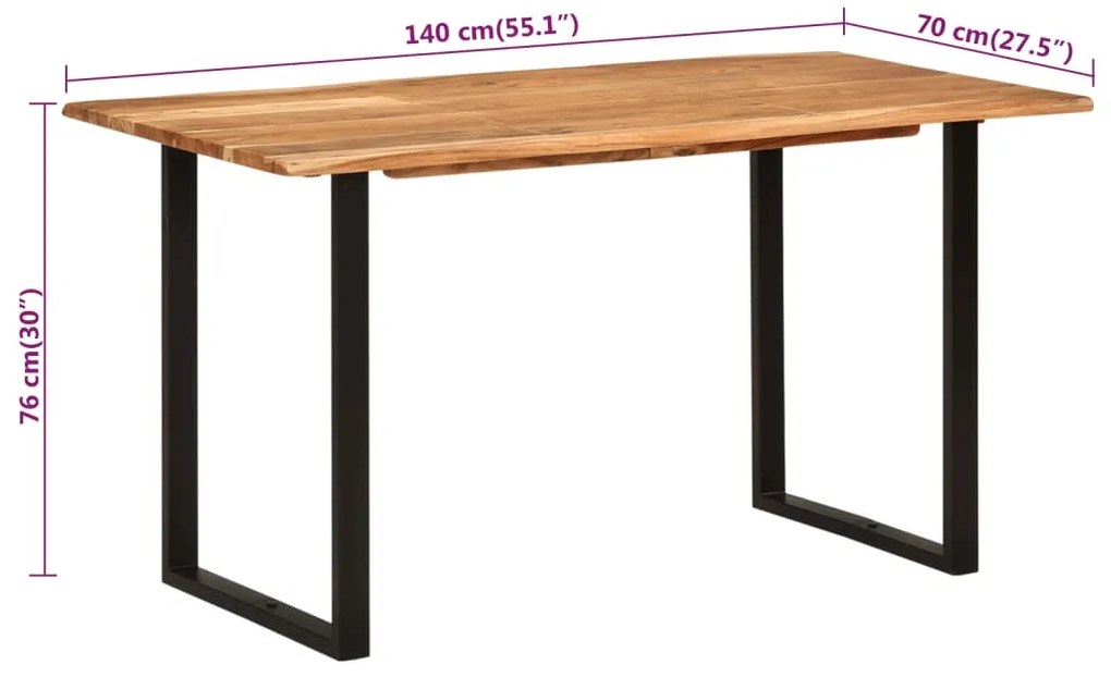 Mesa de jantar 140x70x76 cm madeira de acácia maciça