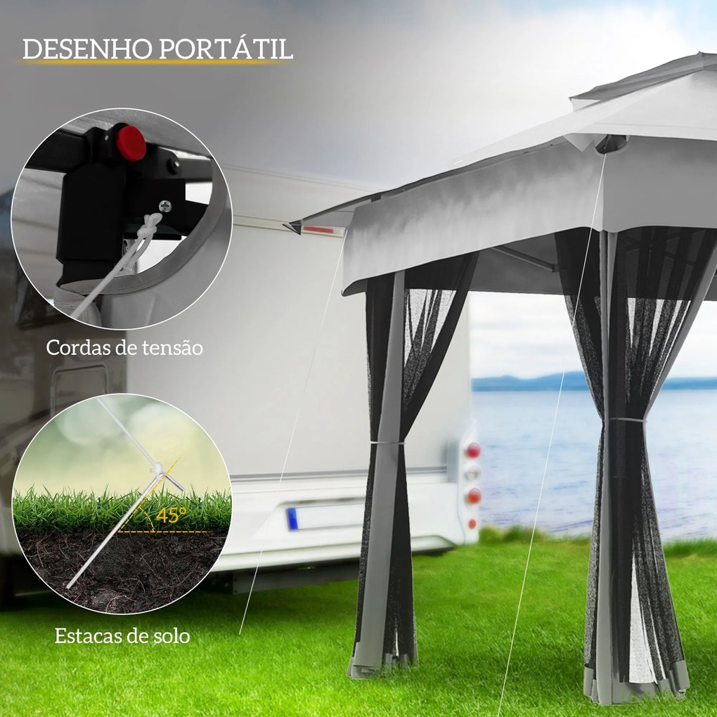 Tenda Dobrável Exterior 325x325x270 cm Tenda de Jardim com Teto Duplo