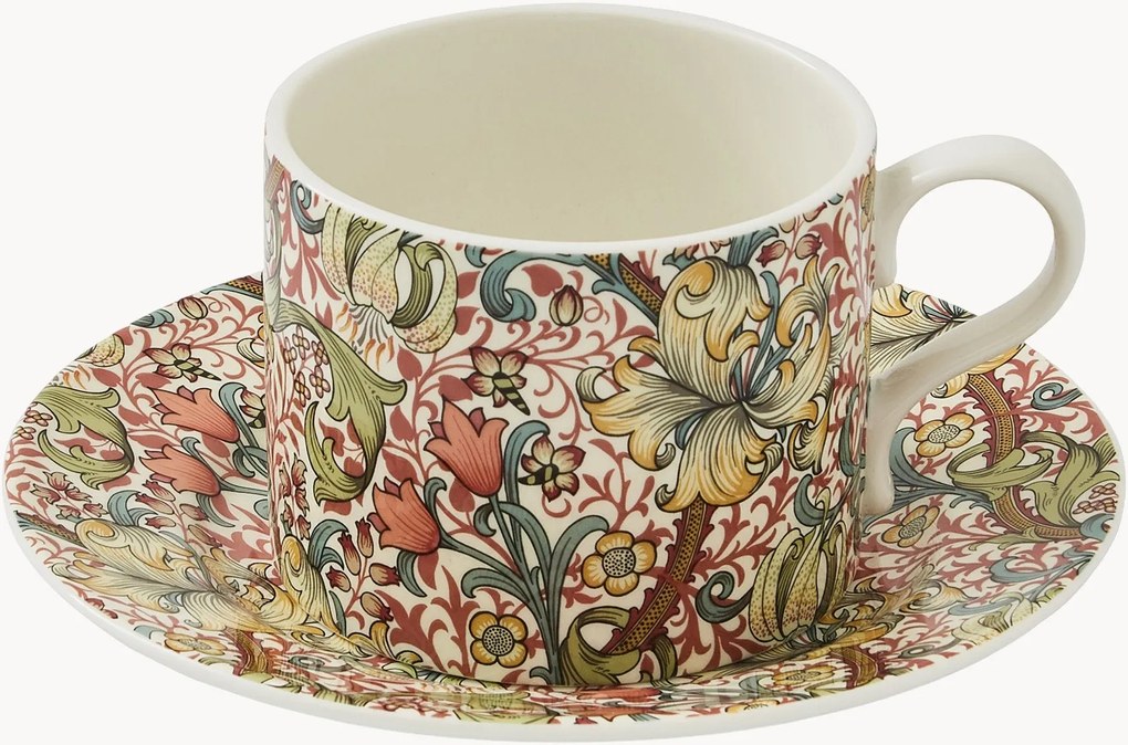 Chávena de chá e pires em porcelana Golden Lily