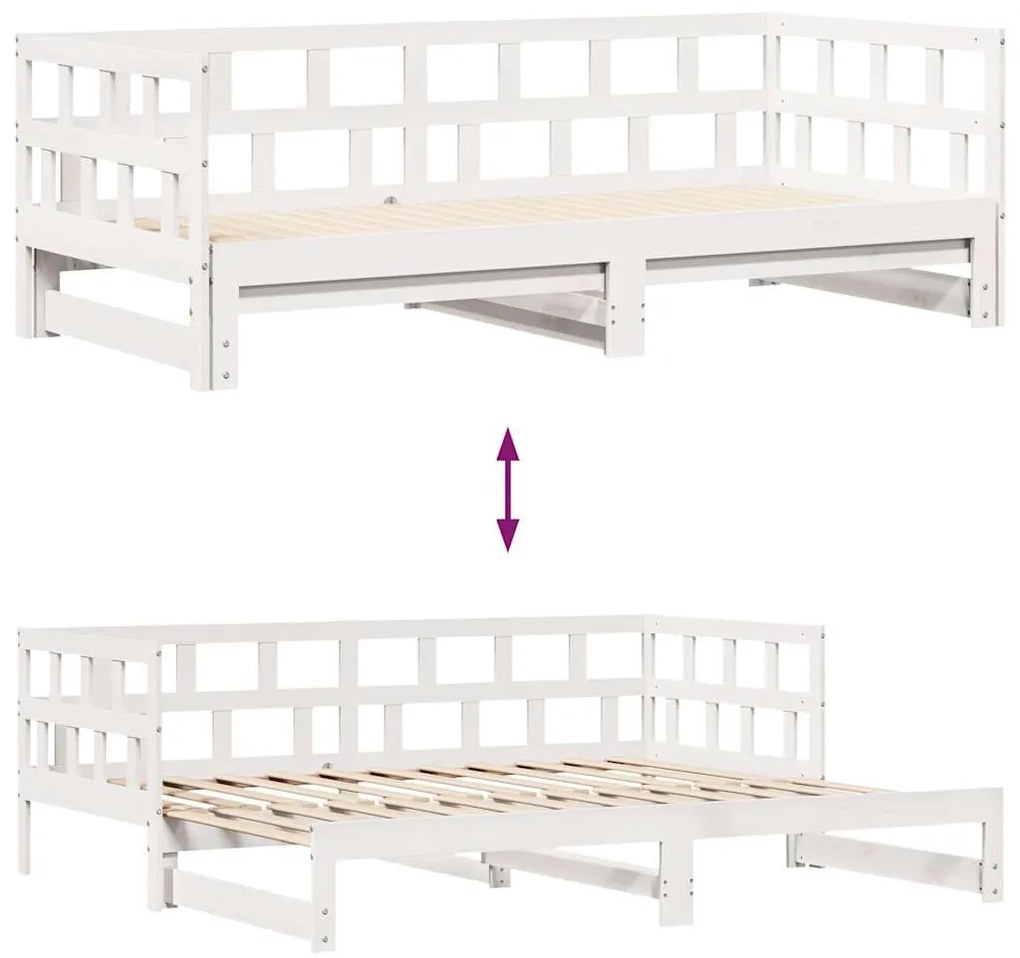 Sofá-cama com gavetão e gavetas sem colchão 90x200 cm branco