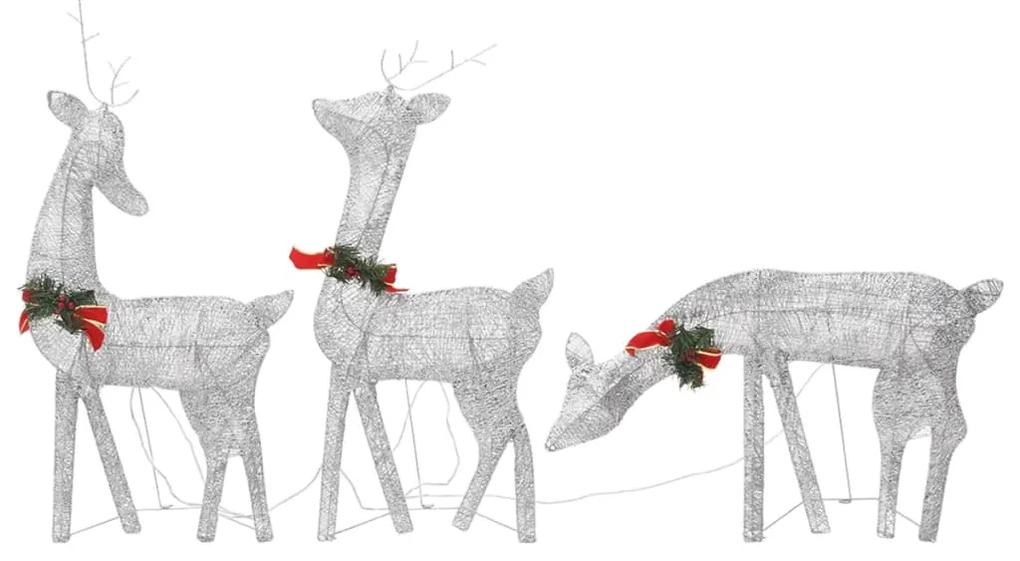 Família de renas de Natal 270x7x90 malha branco prateado