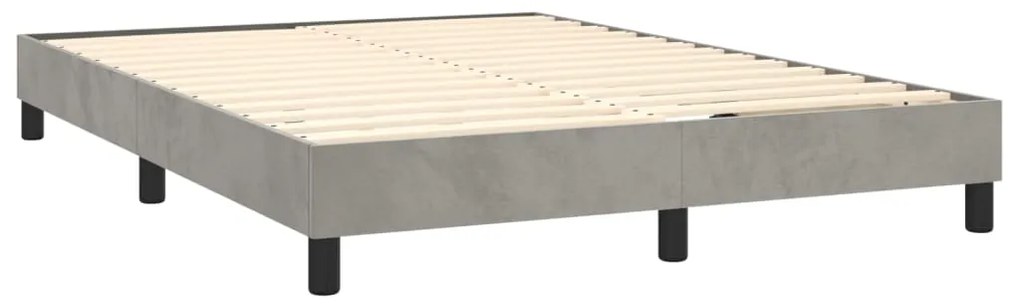 Cama com molas/colchão 140x200 cm veludo cinzento-claro