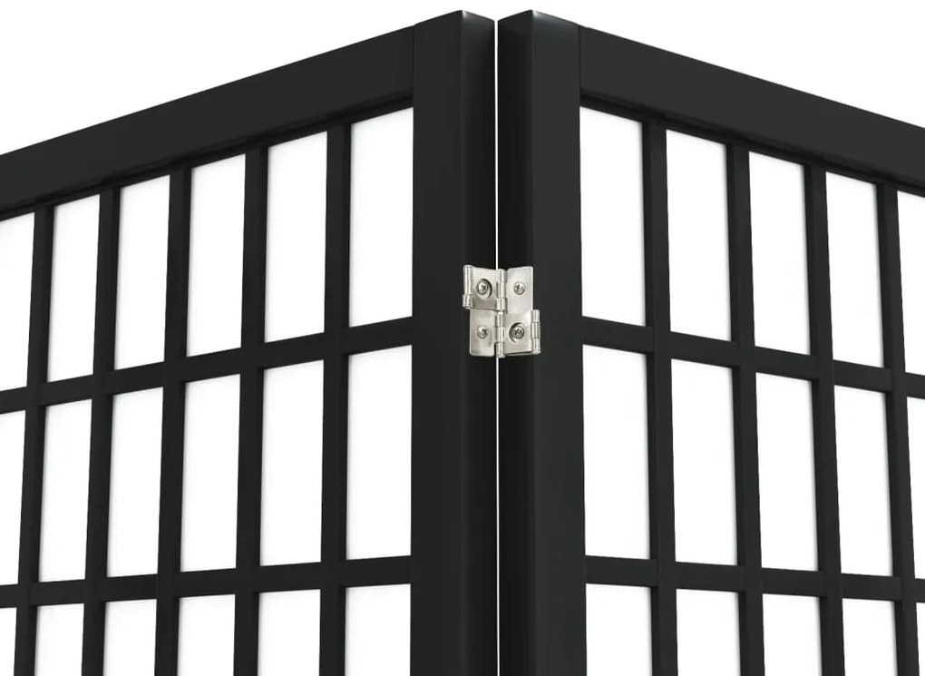 Biombo dobrável com 6 painéis estilo japonês 240x170 cm preto