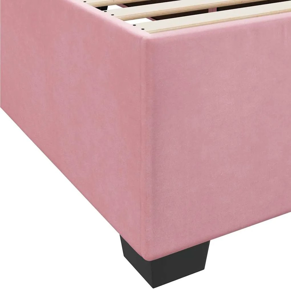 Estrutura de cama com colchão Outros Rosa 160 x 200 cm Veludo
