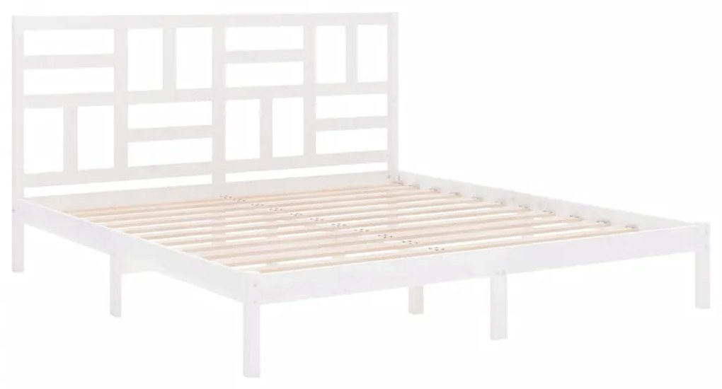 Estrutura de cama 200x200 cm madeira maciça branco