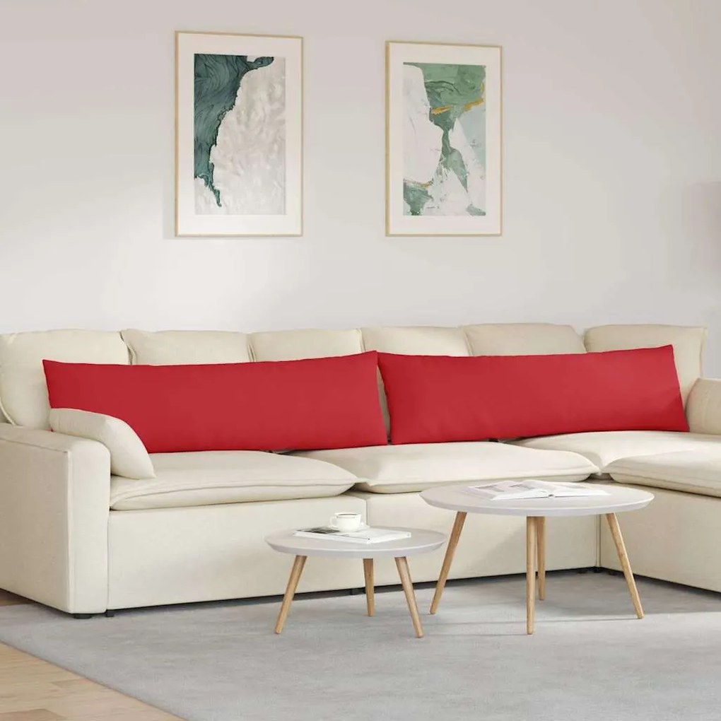 vidaXL Travesseiros de Sofá 2 pcs Vermelho 145 x 40 cm tecido