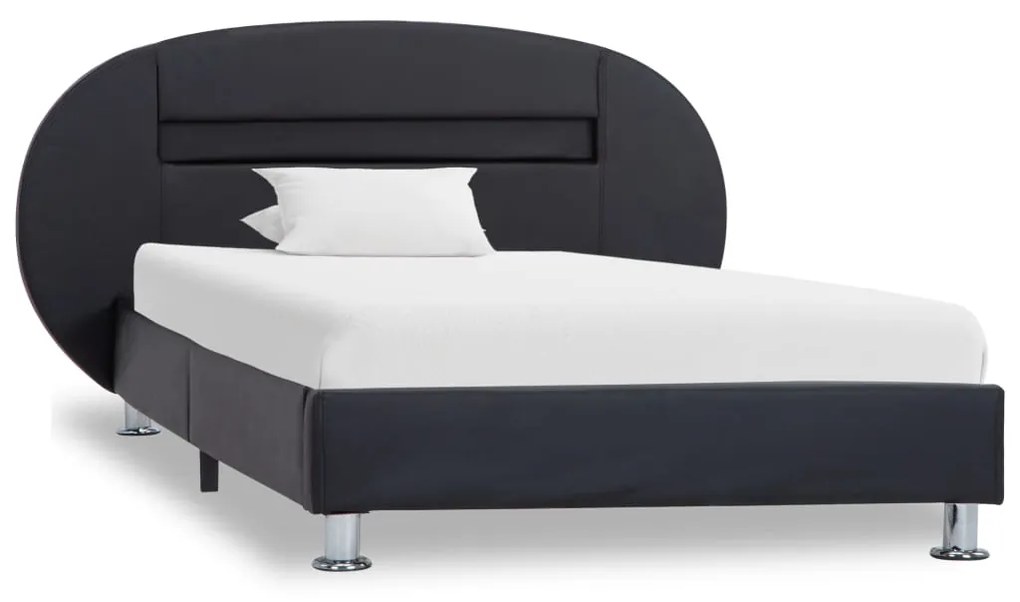 Estrutura de cama c/ LEDs 90x200 cm couro artificial preto