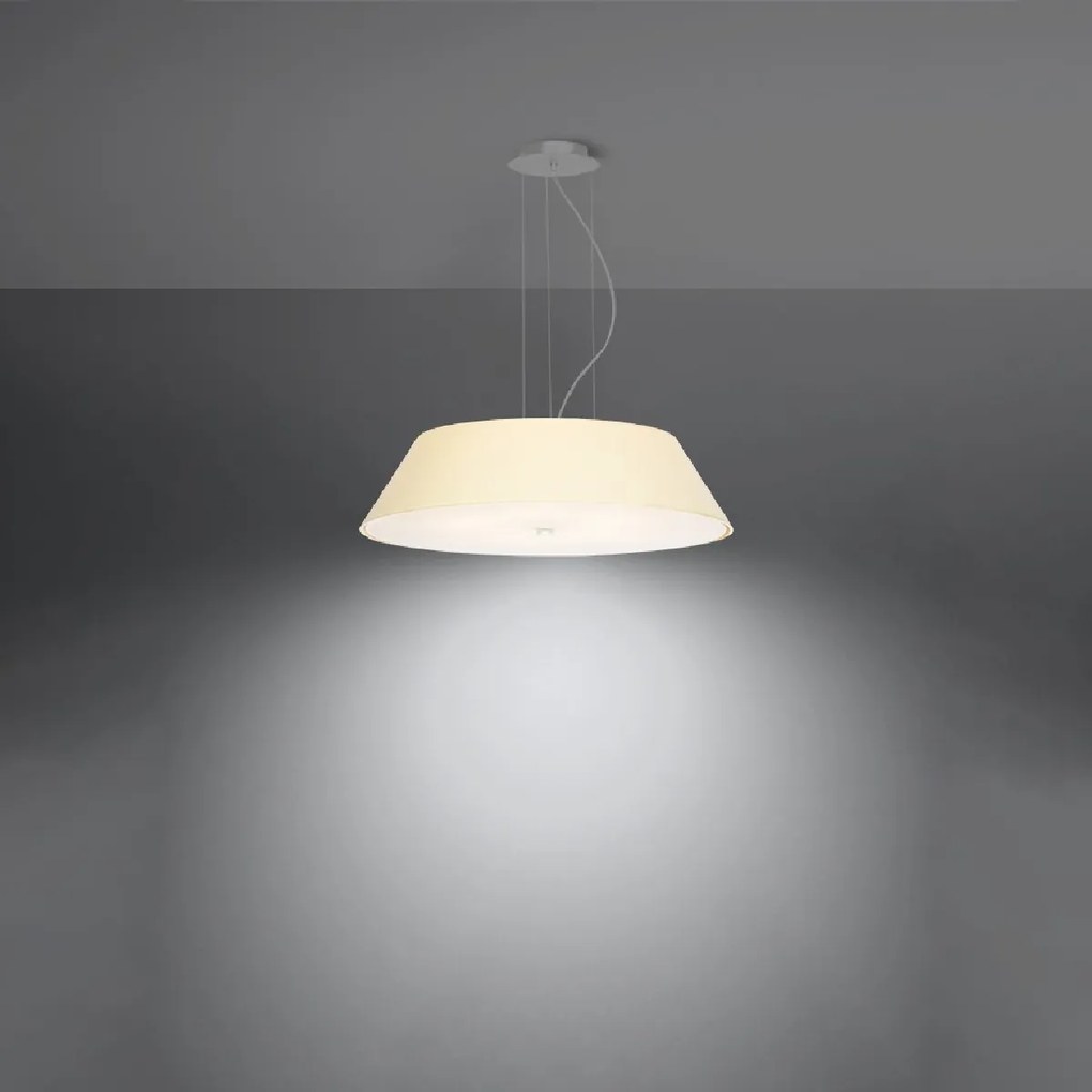 Candeeiro de Teto Suspenso tecido, vidro e aço VEGA 60 Cm Branco