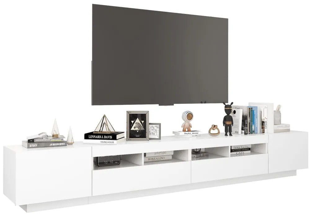 Móvel de TV com luzes LED 260x35x40 cm branco