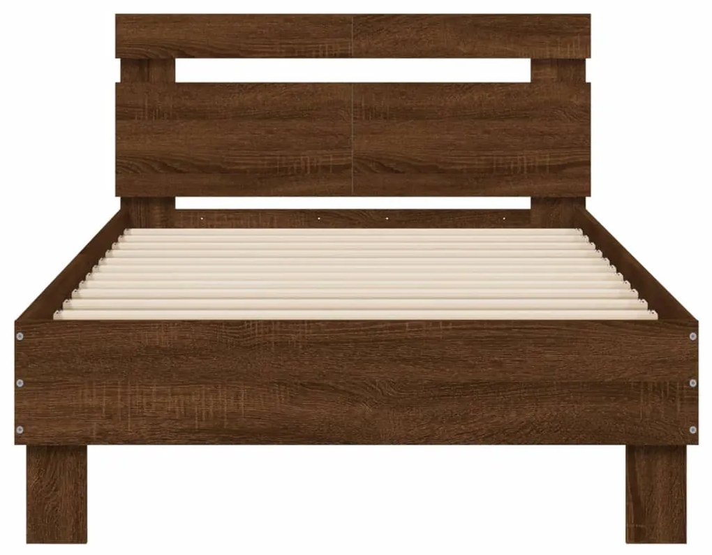 Cama sem colchão com cabeceira 100x200 cm carvalho castanho
