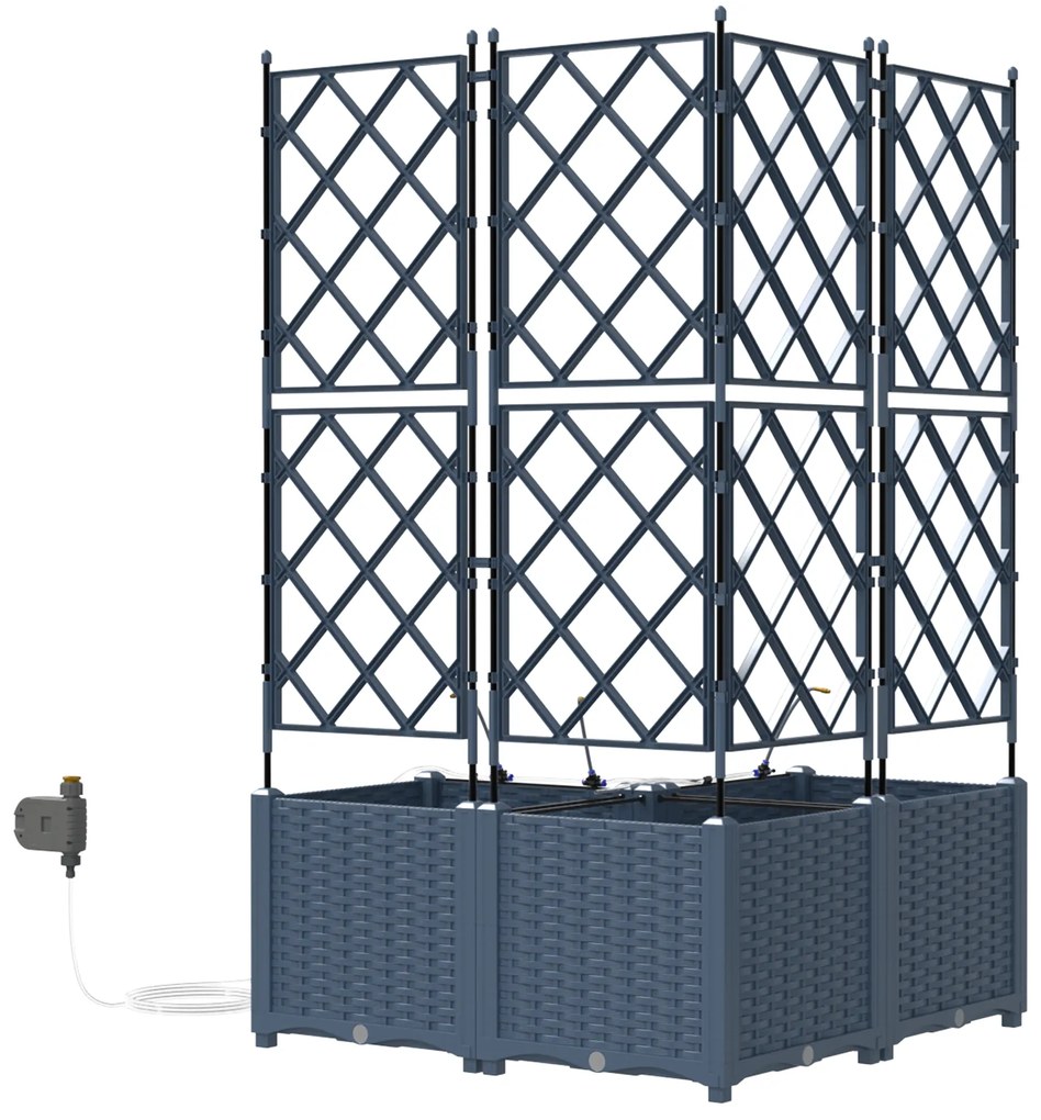 Jardineiras vidaXL com Sistema de Irrigação 3 pcs Cinza