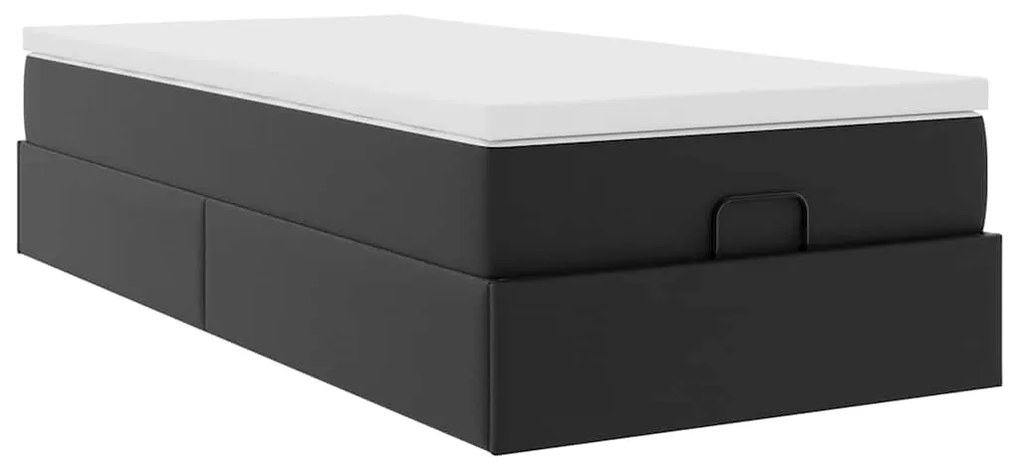 Estrutura de cama otomana com colchão 80x200 cm preta