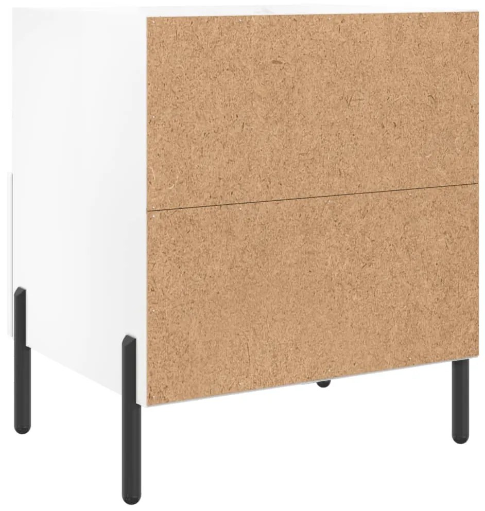 Mesas de cabeceira 2pcs derivados de madeira branco brilhante