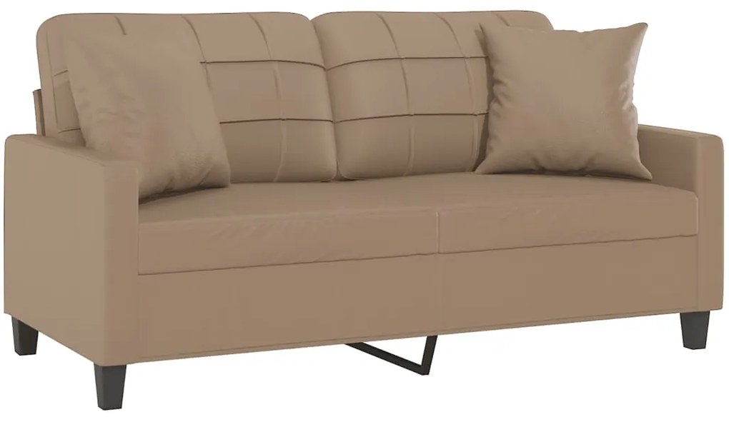 Sofá 2 lugares + almofadas 140 cm couro artificial cappuccino