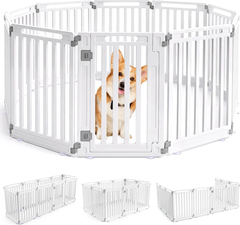 Recinto Modular para Cães, 53 x 81 cm, 9 Painéis Modulares, Branco