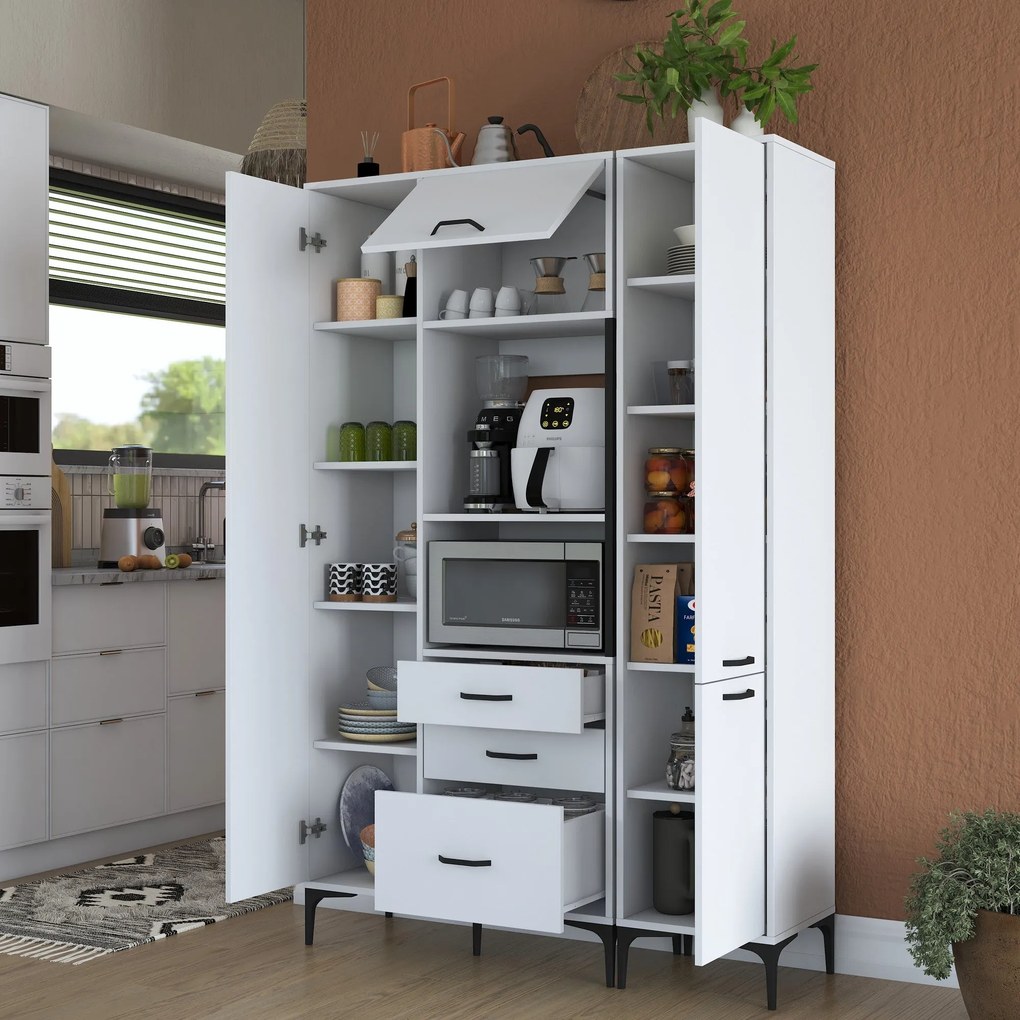 Armário Alto de Cozinha "Stella " - Branco - Design Moderno