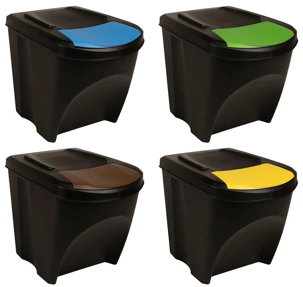 Caixotes do lixo empilháveis 4 pcs 100 L antracite