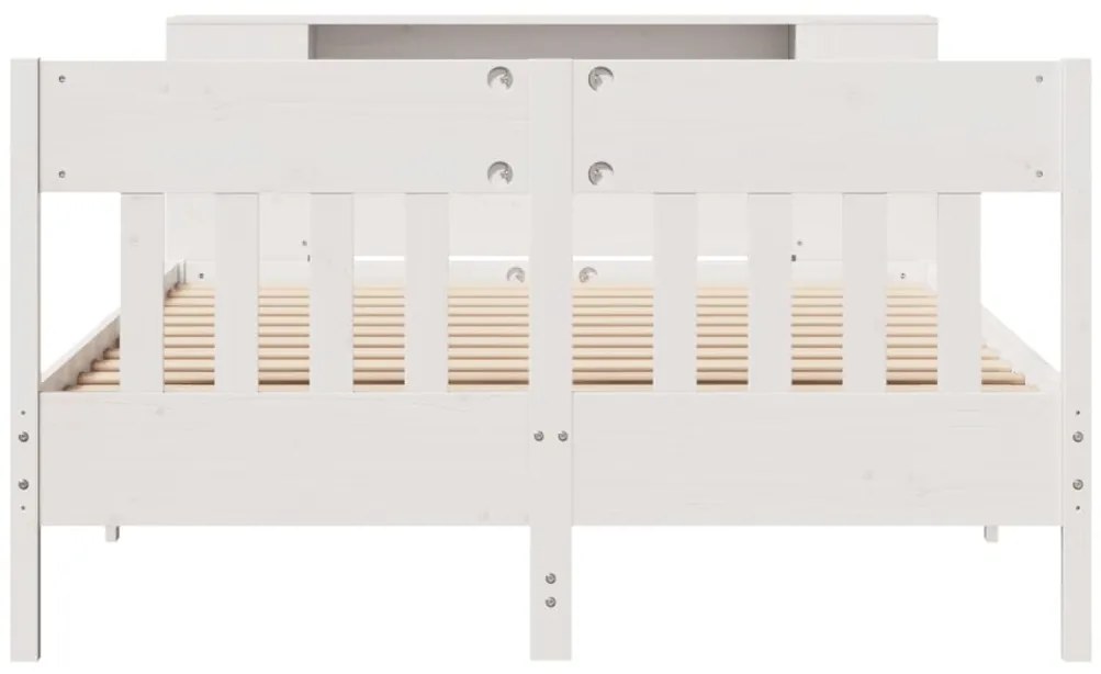 Cama com estante sem colchão 140x190 cm pinho maciço branco