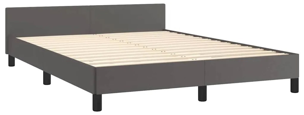 Estrutura cama c/ cabeceira sem colchão 140x200 cm cinzento
