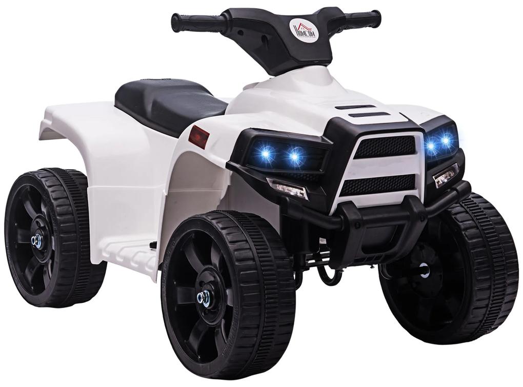 Moto 4 Elétrico para Crianças 6V Faróis Buzina Velocidade -3km/h Avanço e Recuo 65x40x43 cm Branco