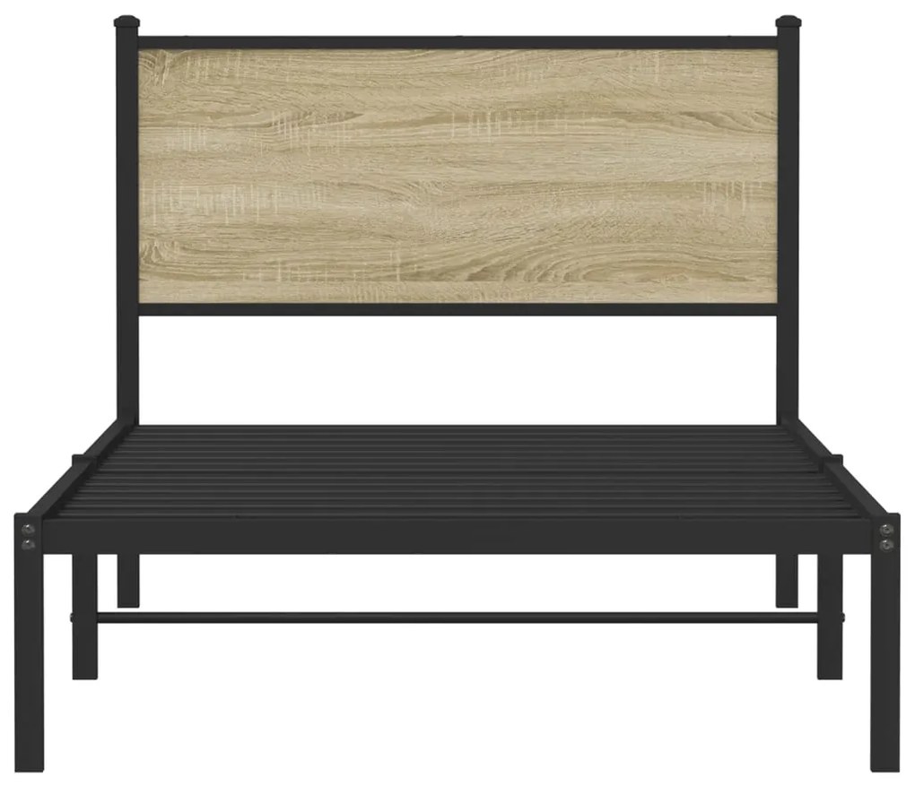 Estrutura de cama sem colchão 100x200 cm metal carvalho sonoma