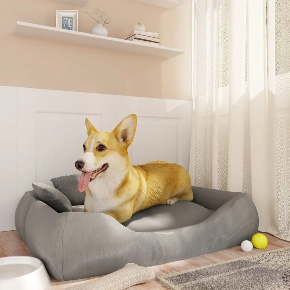 Almofadão p/ cães com almofadas 75x58x18 cm oxford cinzento