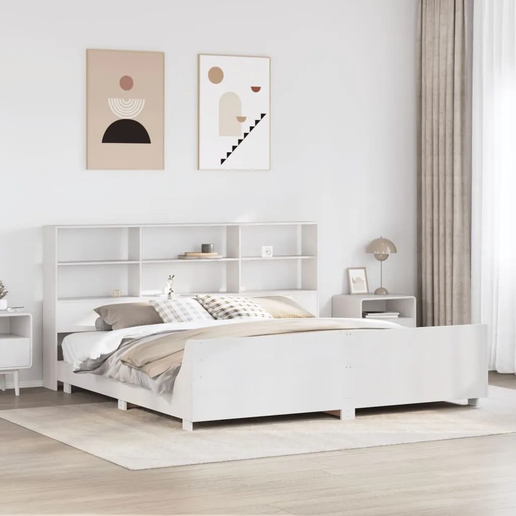 vidaXL Cama sem colchão 200x200 cm madeira de pinho maciça branco