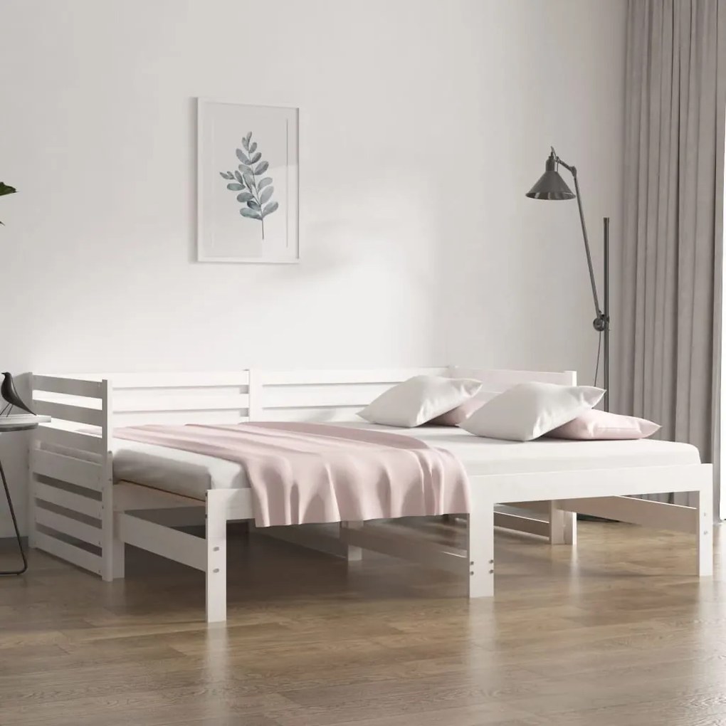 vidaXL Sofá-cama de puxar 2x(80x200) cm pinho maciço branco