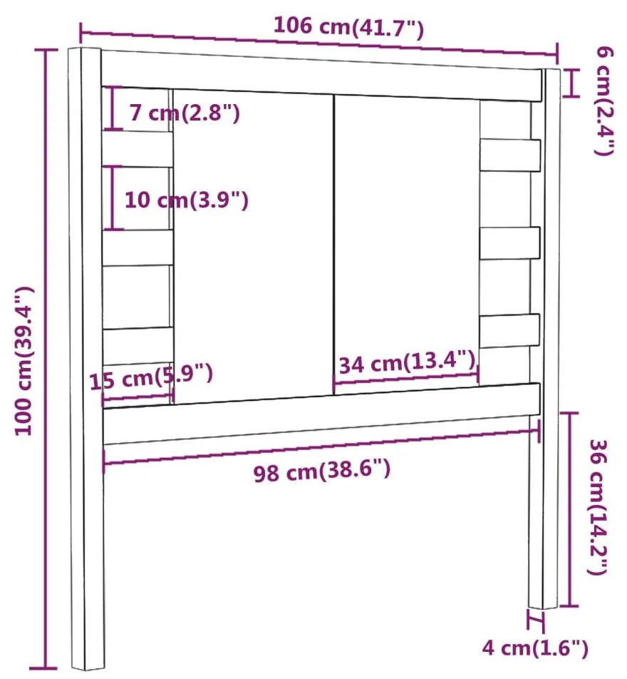 Cabeceira de cama 106x4x100 cm pinho maciço branco