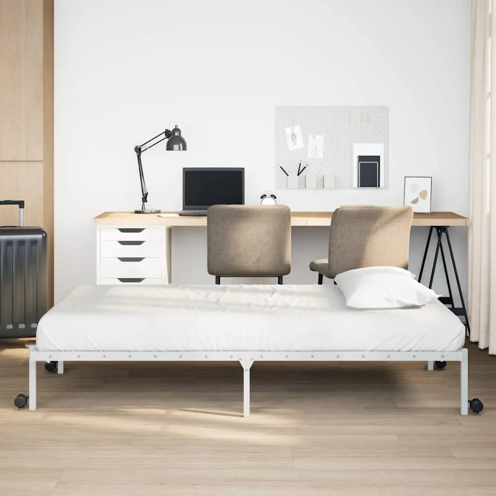 Estrutura de cama sem colchão Dobrável 75x190 cm aço branco