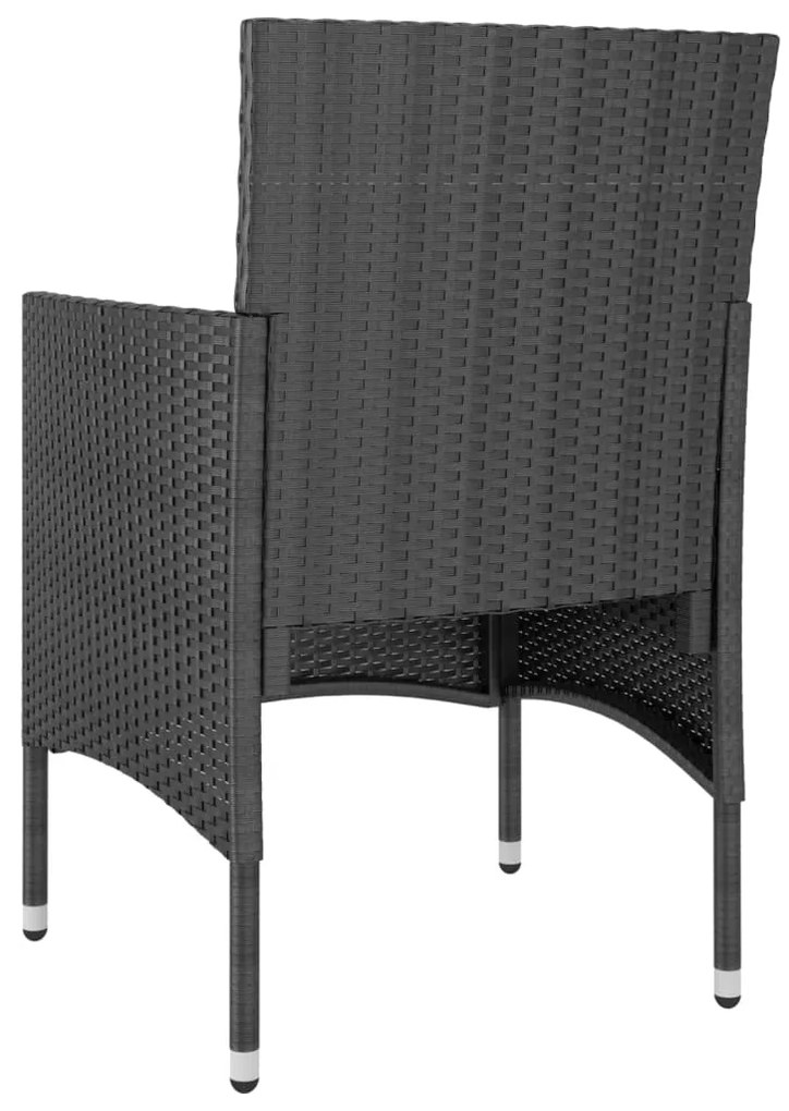 4 pcs conjunto de cadeiras e bancos de jardim vime PE preto