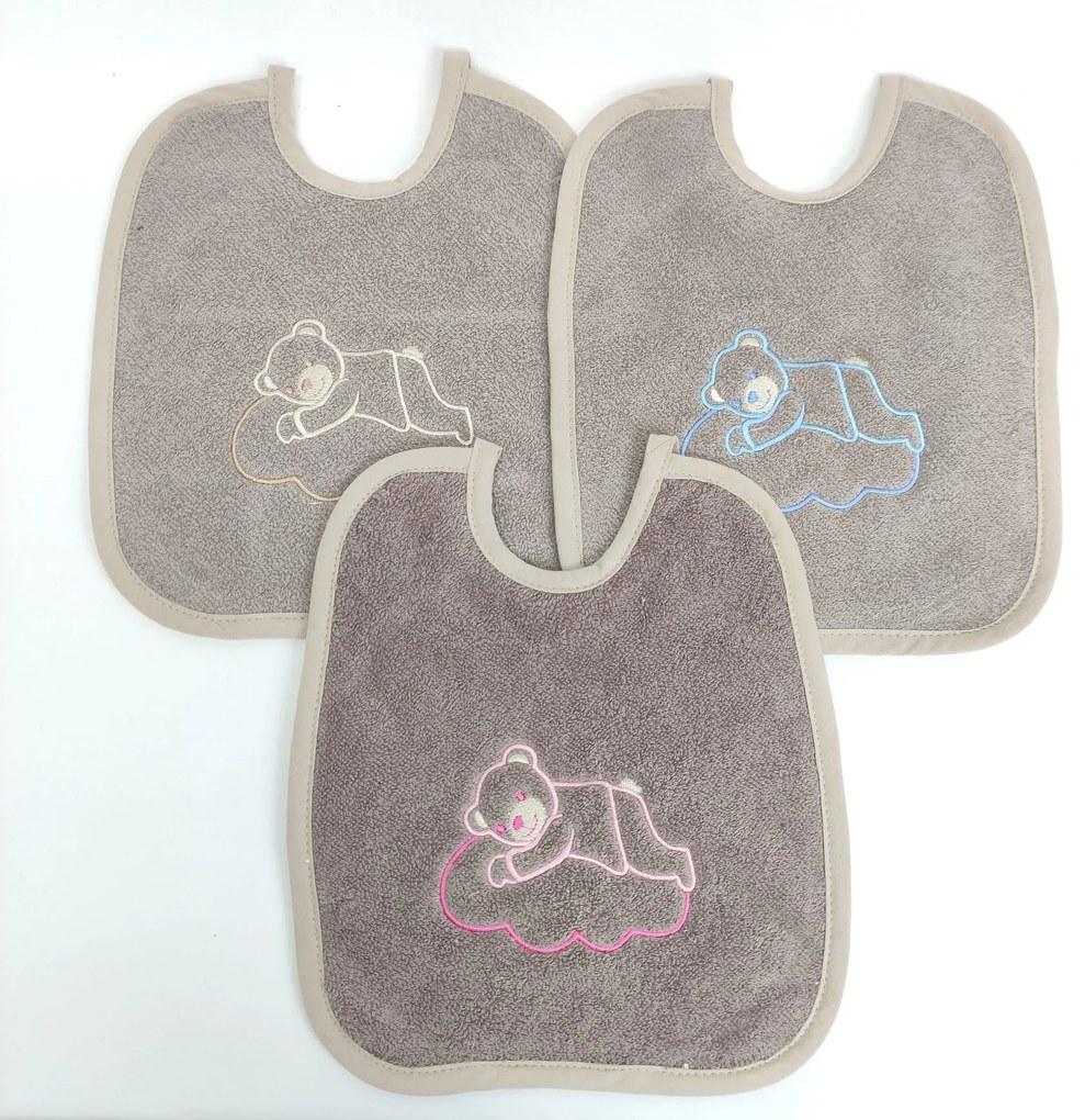 Babete Felpo Castanho Urso Nuvem Personalizável