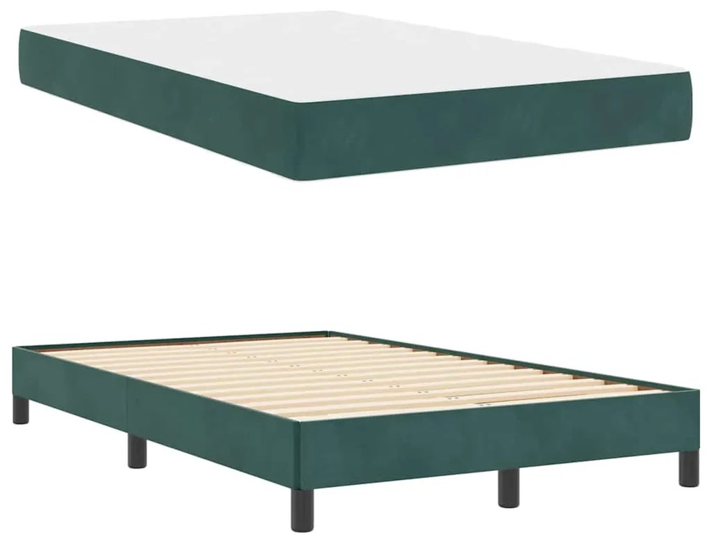 Cama box spring com colchão Verde Escuro 120 x 190 cm Veludo
