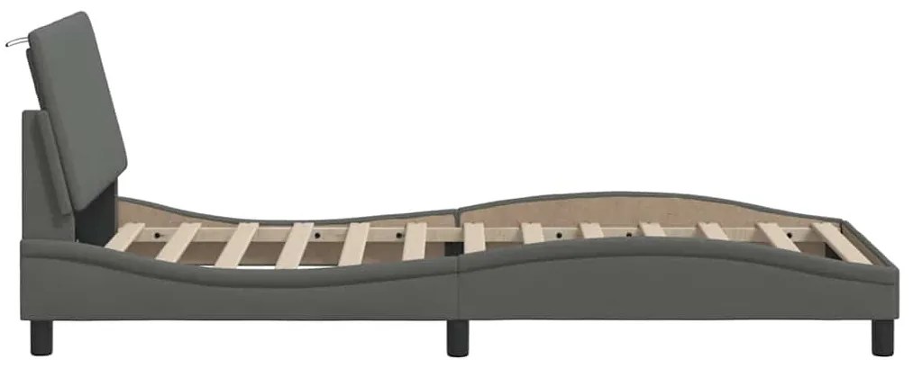 Estrutura de cama sem colchão 80x200 cm tecido cinzento-escuro