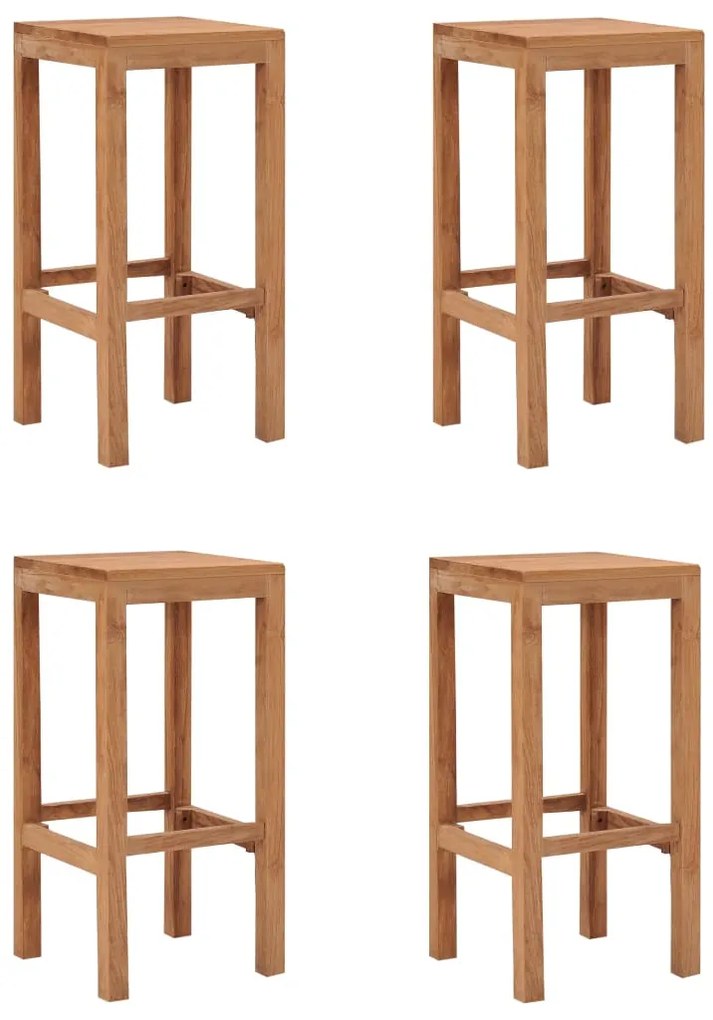 Bancos de bar 4 pcs madeira de teca maciça