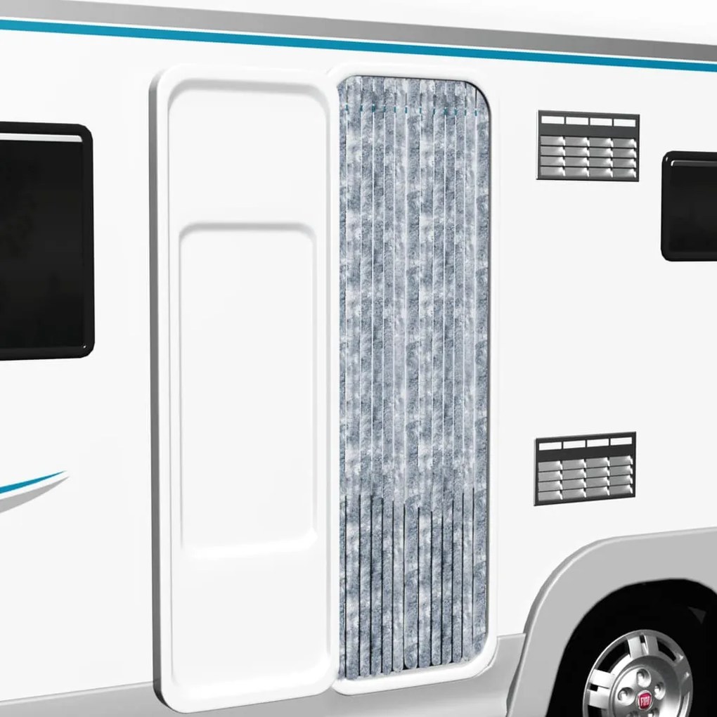 vidaXL Cortina anti-insetos 56x185 cm chenille branco e cinzento