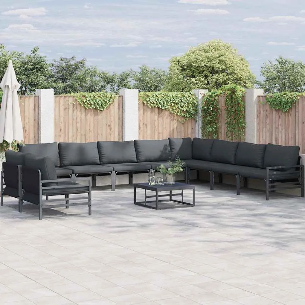 vidaXL Conjunto de Sofá de Jardim 10 pcs Antracite Aço