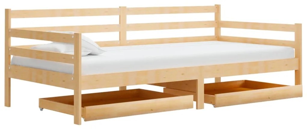 Sofá-cama com gavetas 90x200 cm pinho maciço