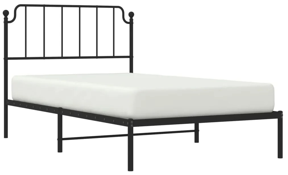 Estrutura de cama com cabeceira 107x203 cm metal preto