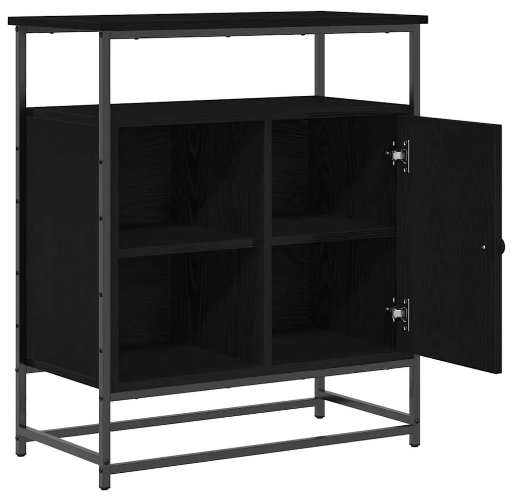 Sideboard vidaXL Preto Carvalho 69x35x80 cm Madeira Engenharia e Aço
