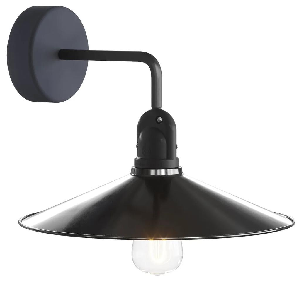 Fermaluce EIVA with L-shaped extension, Swing lampshade and lamp holder IP65 waterproof - Branco - Preto Não