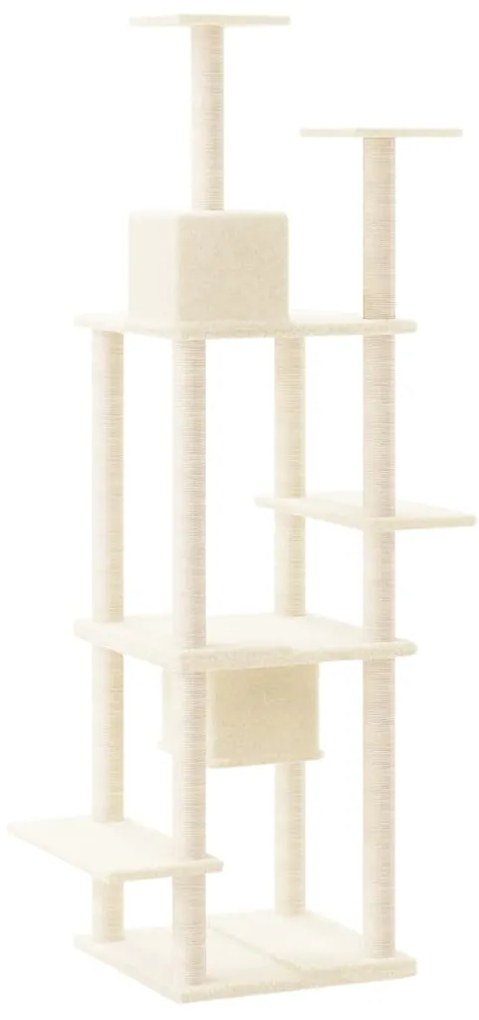 Árvore p/ gatos c/ postes arranhadores sisal 176 cm cor creme