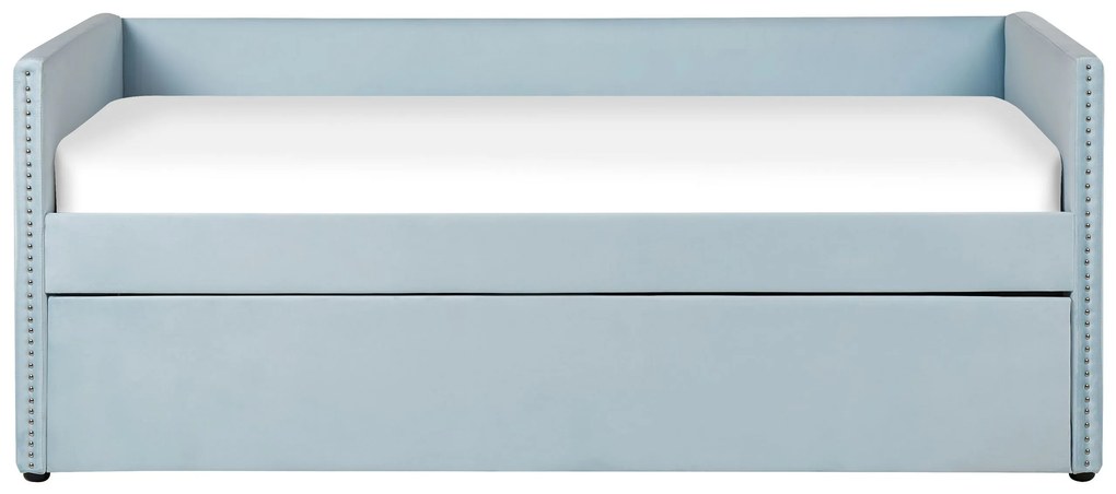 Cama dupla em veludo azul claro 90 x 200 cm TROYES Beliani