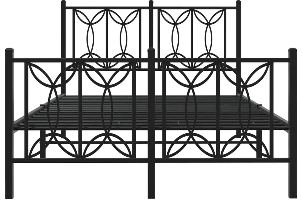 Estrutura de cama com cabeceira e pés 120x190 cm metal preto