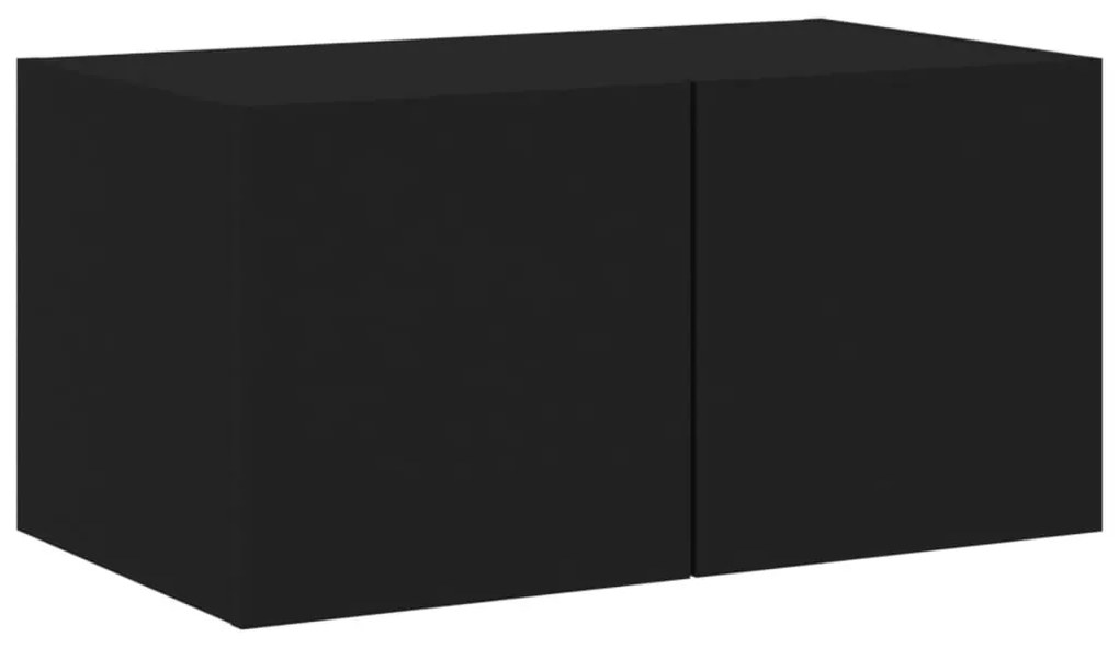 Móvel de parede para TV com luzes LED 60x35x31 cm preto