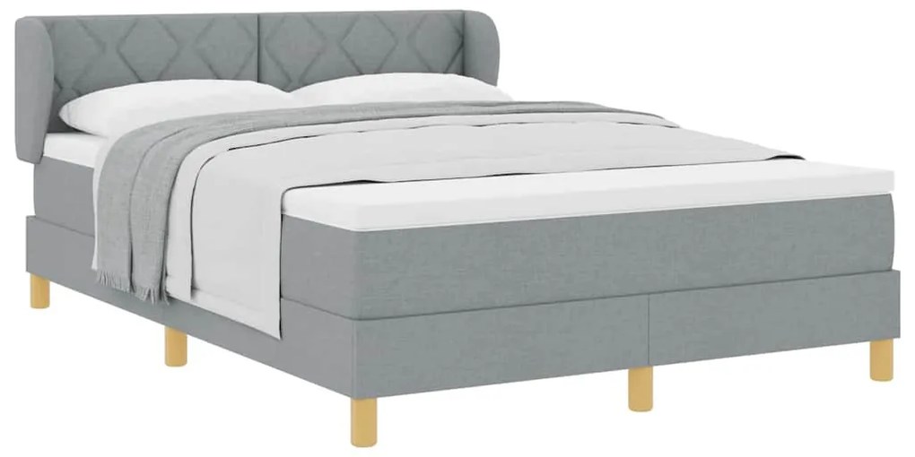 Cama Box com Colchão vidaXL Cinza Claro 160x200 cm Tecido